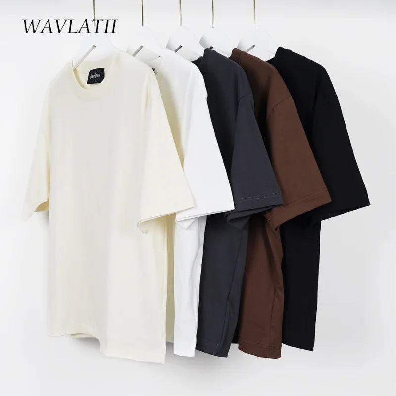 100% Cotton Unisex Basic Tee — Loose Fit O-Neck Short Sleeve Solid Top