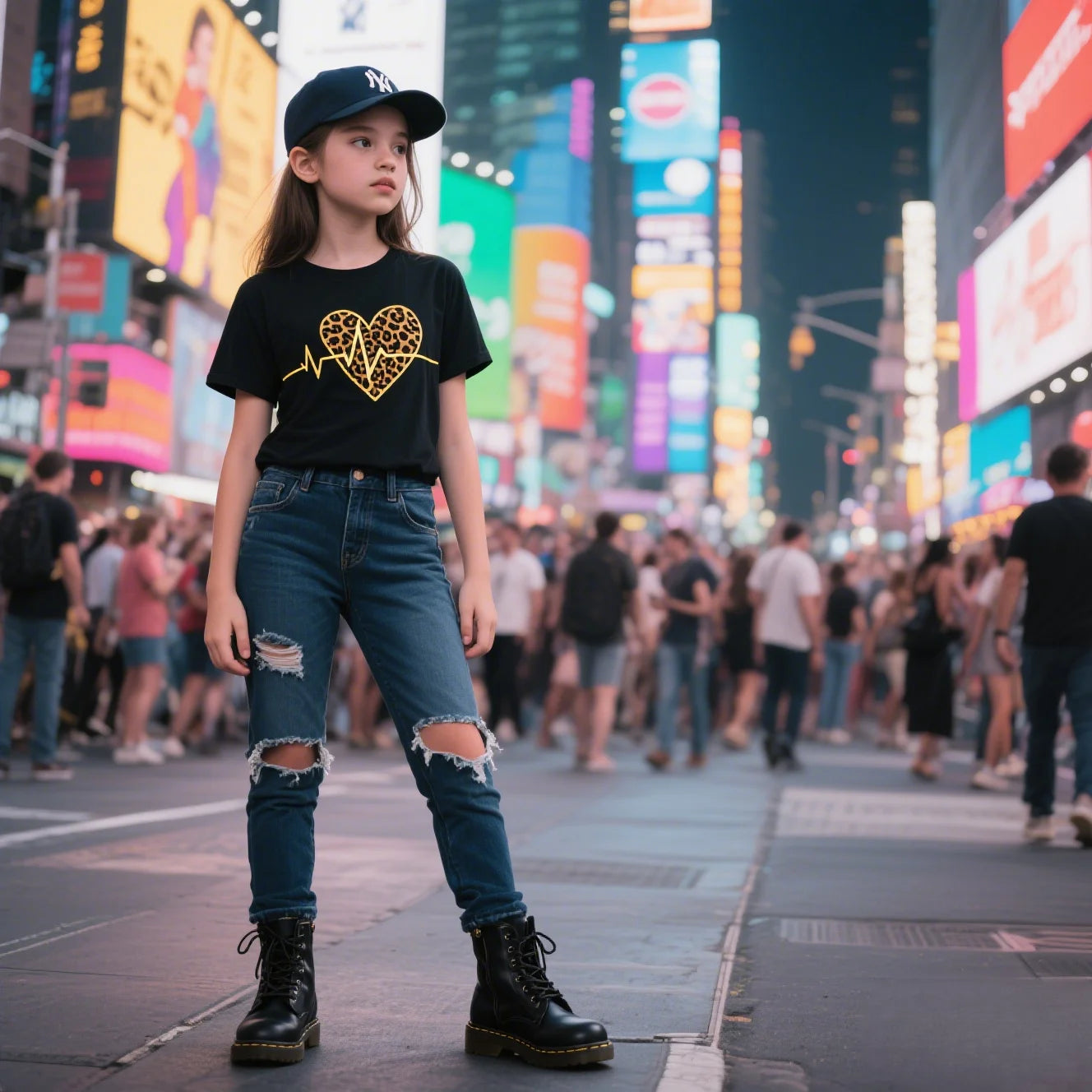 Leopard Heart Print Women's T-Shirt — Short Sleeve Summer Tee