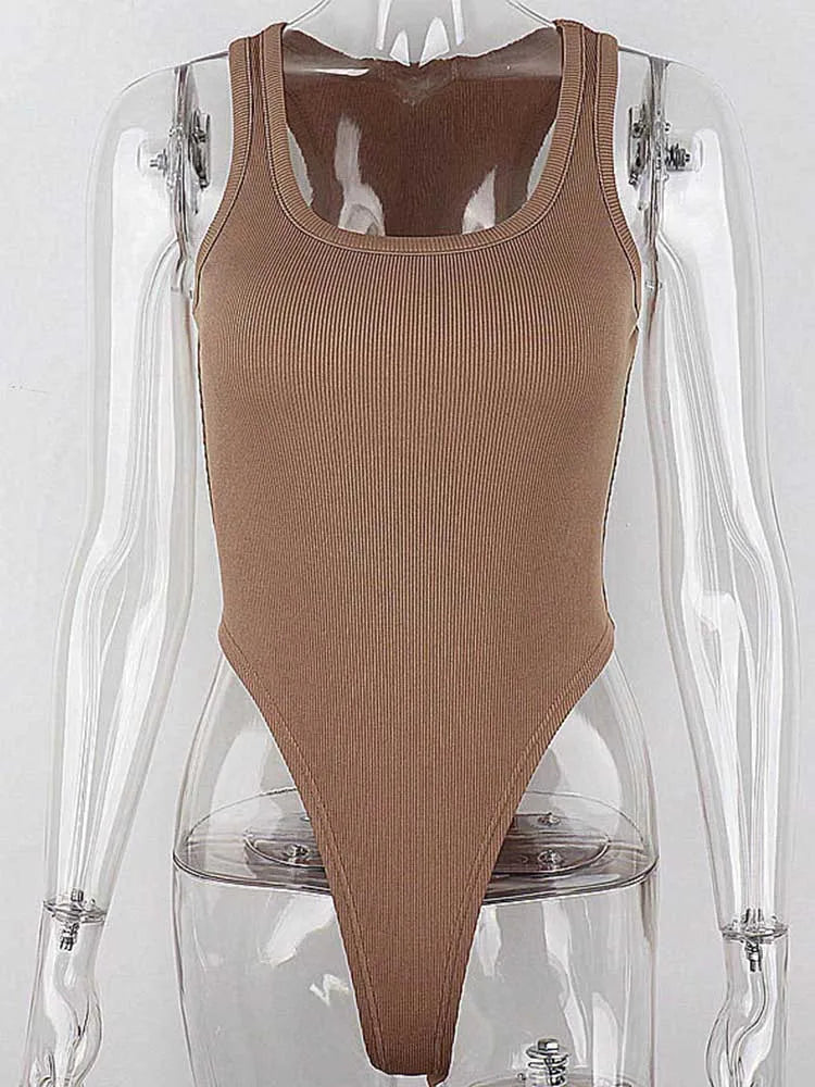 Dozw Women's Halter Neck Knit Bodysuit – Sexy Sleeveless Bodycon Off-Shoulder Clubwear