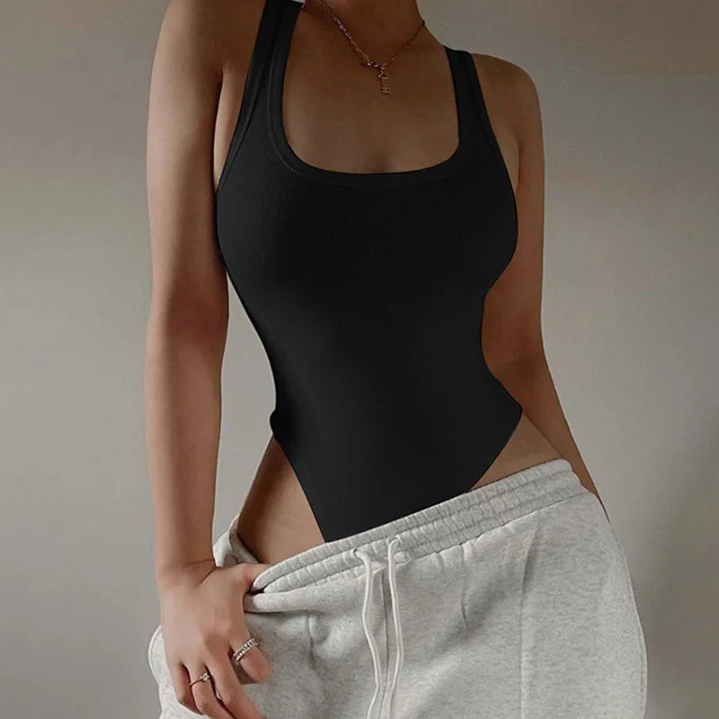 Dozw Women's Halter Neck Knit Bodysuit – Sexy Sleeveless Bodycon Off-Shoulder Clubwear