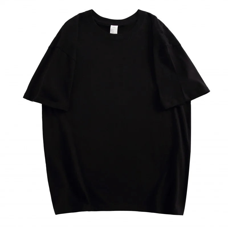 100% Cotton Unisex Basic Tee — Loose Fit O-Neck Short Sleeve Solid Top