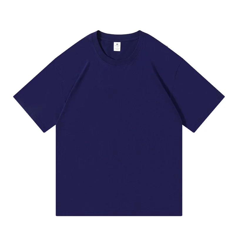 100% Cotton Unisex Basic Tee — Loose Fit O-Neck Short Sleeve Solid Top