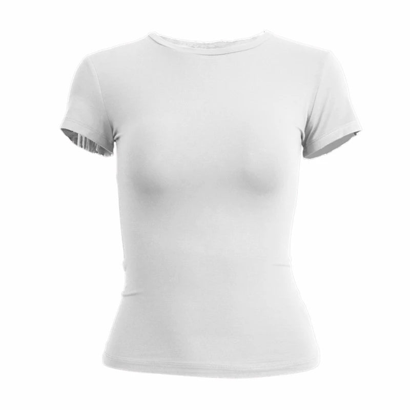 YEAE Women's Y2K Slim Fit Knitted Tee – Sporty O-Neck Short Sleeve Top