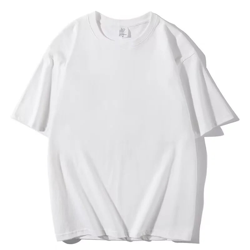 100% Cotton Unisex Basic Tee — Loose Fit O-Neck Short Sleeve Solid Top