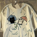 Kawaii Cat Graphic Tee — Loose Fit Women's Short Sleeve Summer Top