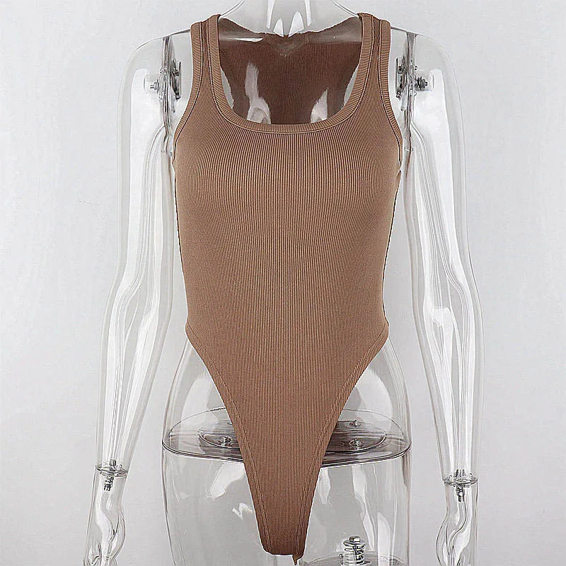 Dozw Women's Halter Neck Knit Bodysuit – Sexy Sleeveless Bodycon Off-Shoulder Clubwear