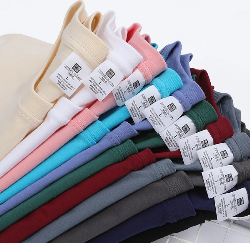 100% Cotton Unisex Basic Tee — Loose Fit O-Neck Short Sleeve Solid Top
